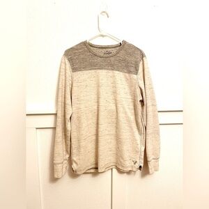American Eagle Outfitters Men’s Thermal large gray/cream long sleeve pullover